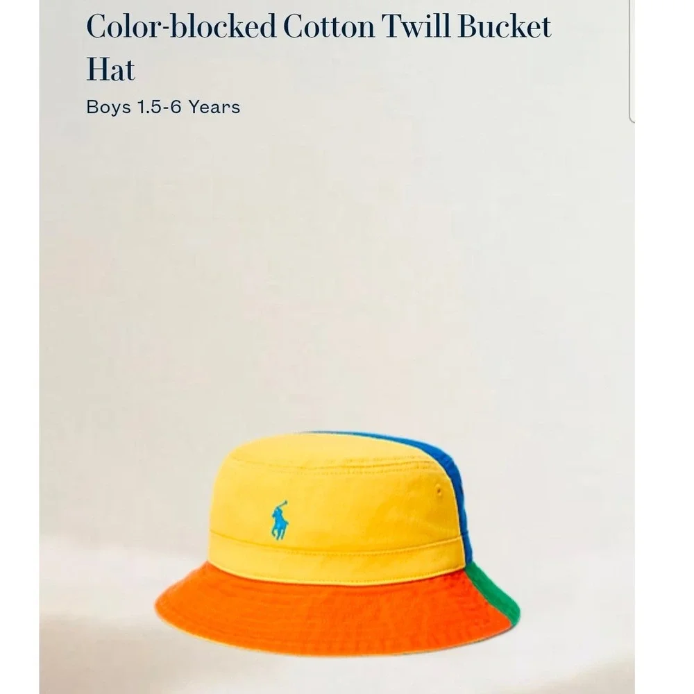 Polo Ralph Lauren Kids Colorblock Reversible Bucket Hat Multi 2T-4T Unisex Rare